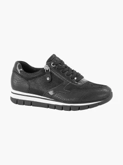 New Zwarte Leren Comfort Sneaker Croco Dames Comfort Schoenen