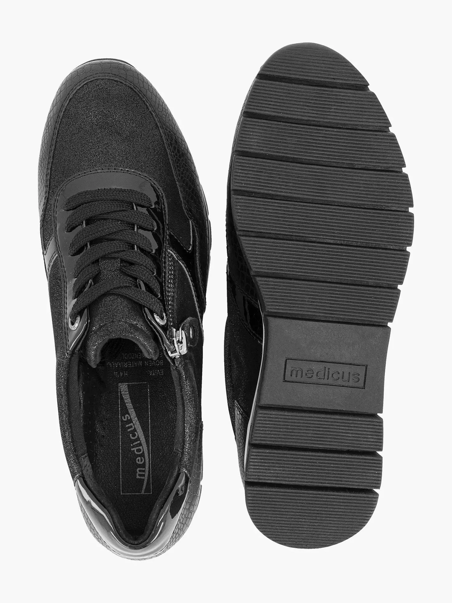 New Zwarte Leren Comfort Sneaker Croco Dames Comfort Schoenen
