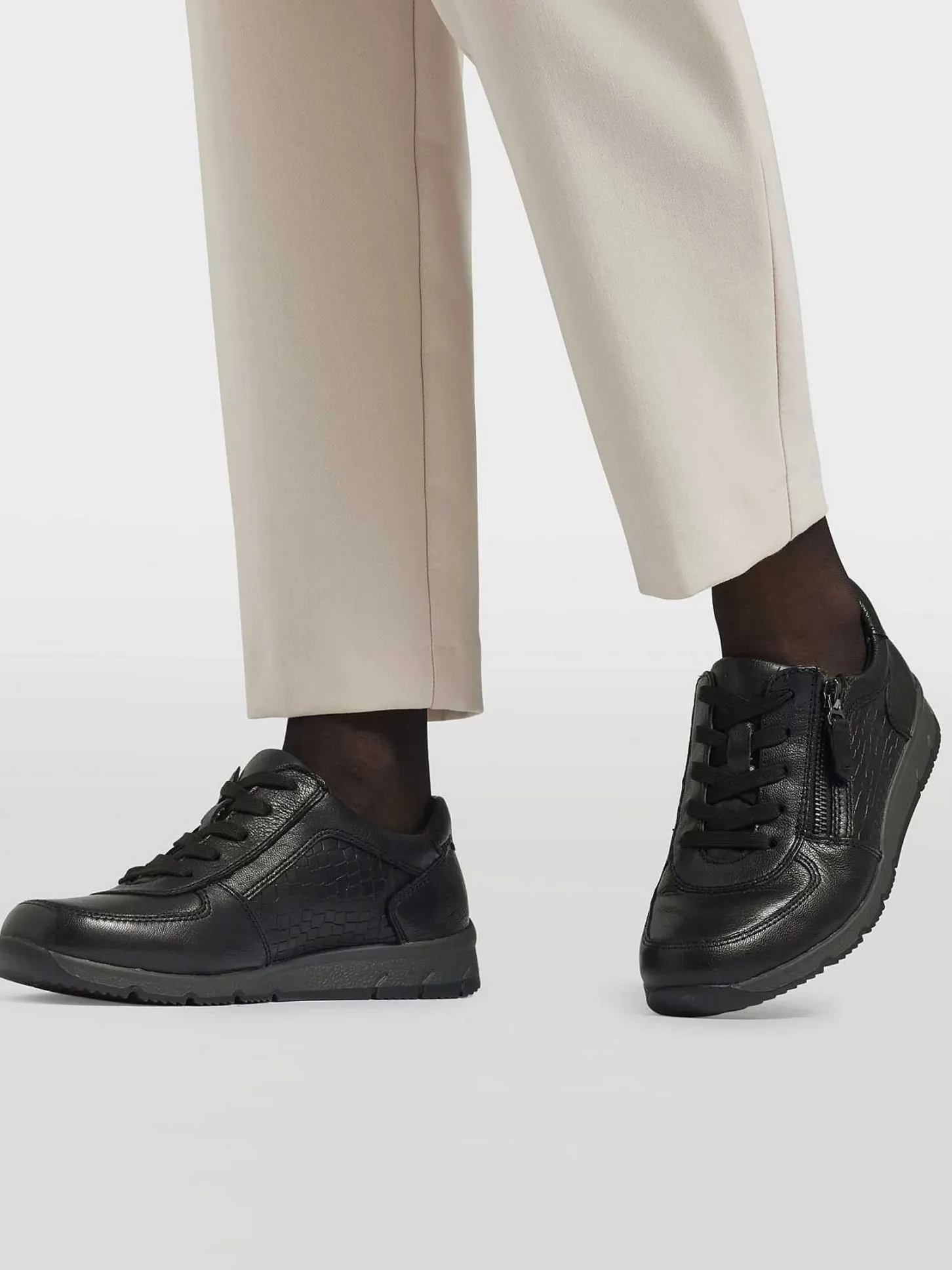 New Zwarte Leren Comfort Sneaker Dames Comfort Schoenen