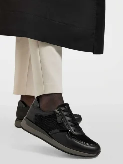Sale Zwarte Leren Comfort Veterschoen Dames Comfort Schoenen