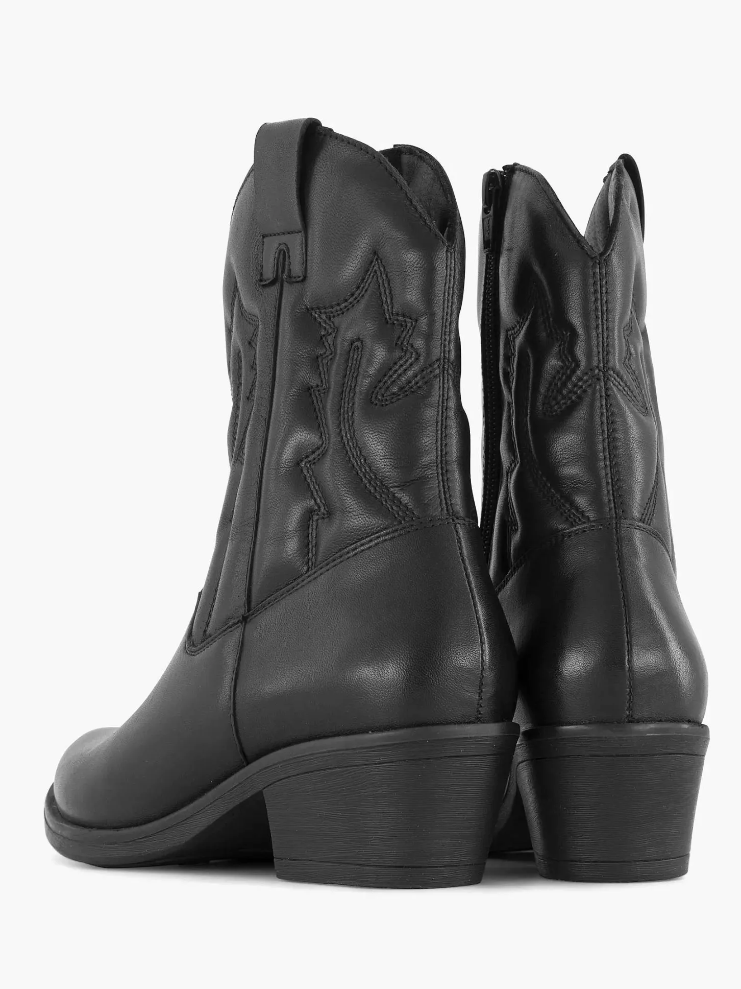 Sale Zwarte Leren Cowboy Laars Dames Enkellaarzen & Boots