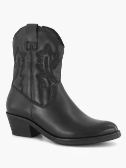 Sale Zwarte Leren Cowboy Laars Dames Enkellaarzen & Boots