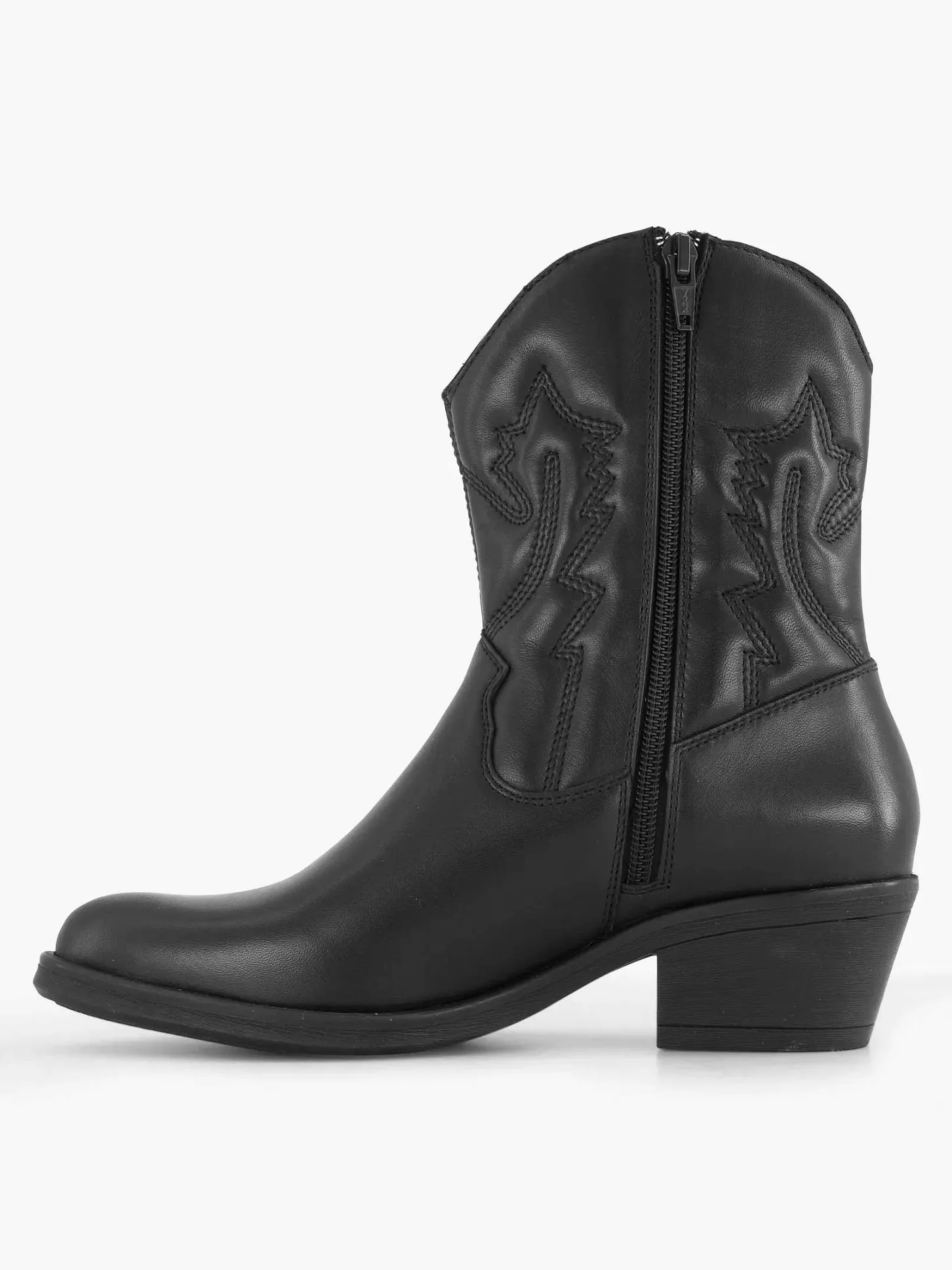 Sale Zwarte Leren Cowboy Laars Dames Enkellaarzen & Boots