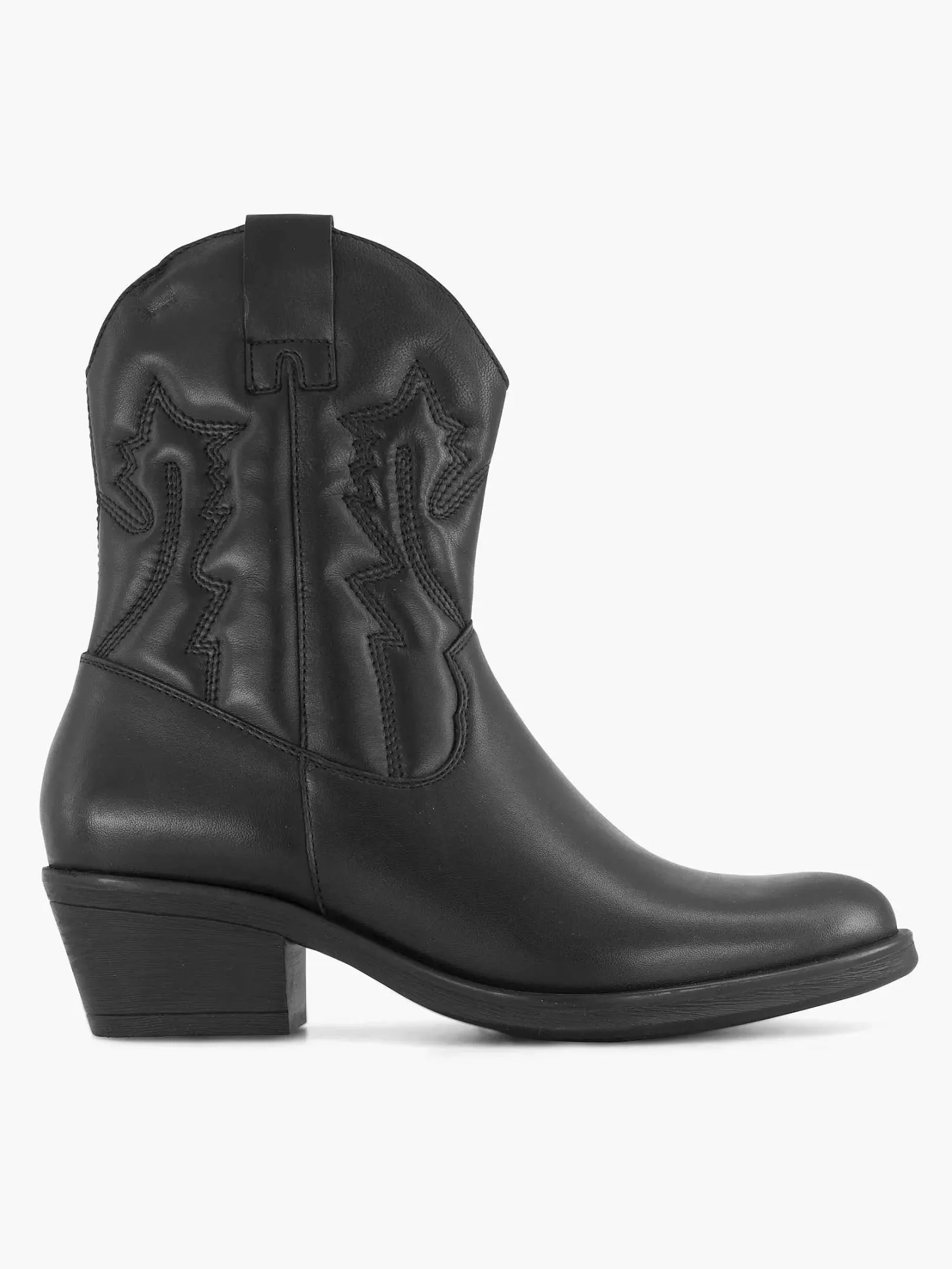 Sale Zwarte Leren Cowboy Laars Dames Enkellaarzen & Boots