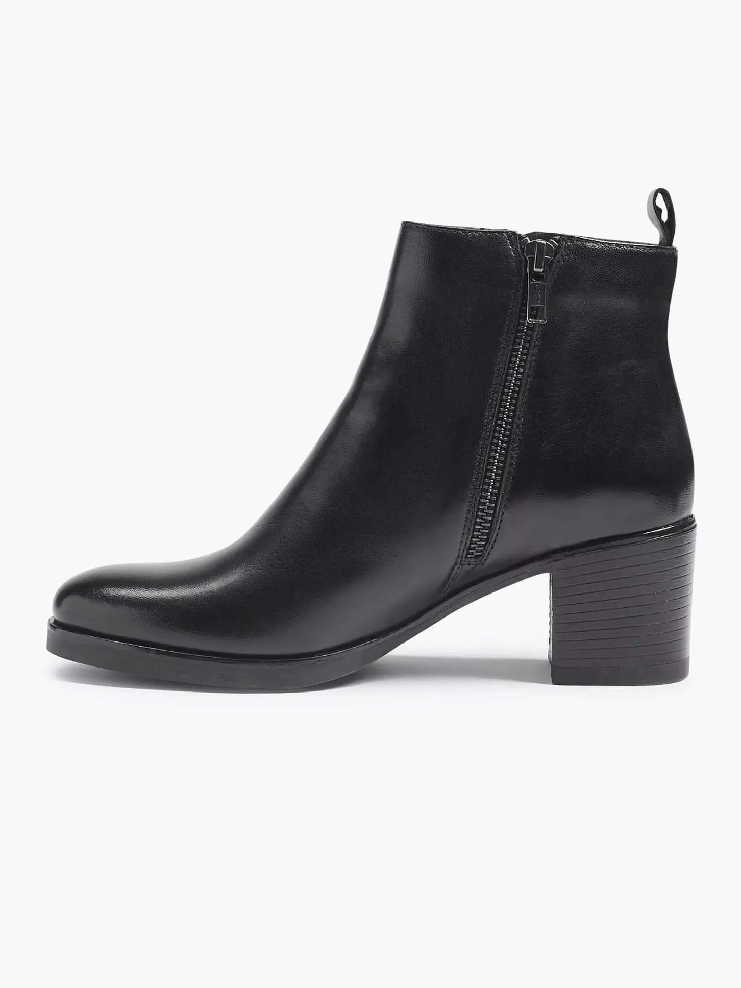 Discount Zwarte Leren Enkellaars Hak Dames Enkellaarzen & Boots