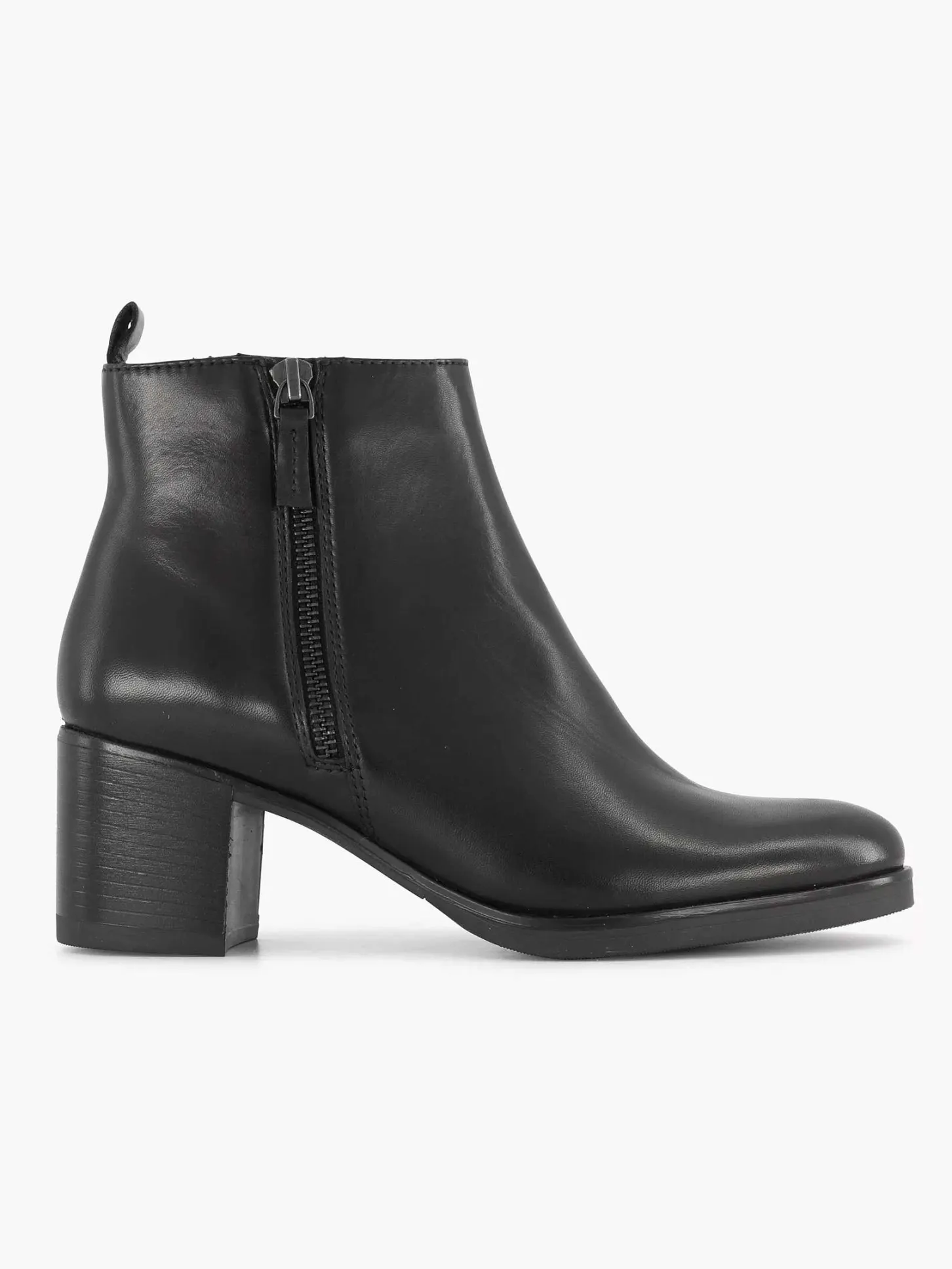 Discount Zwarte Leren Enkellaars Hak Dames Enkellaarzen & Boots