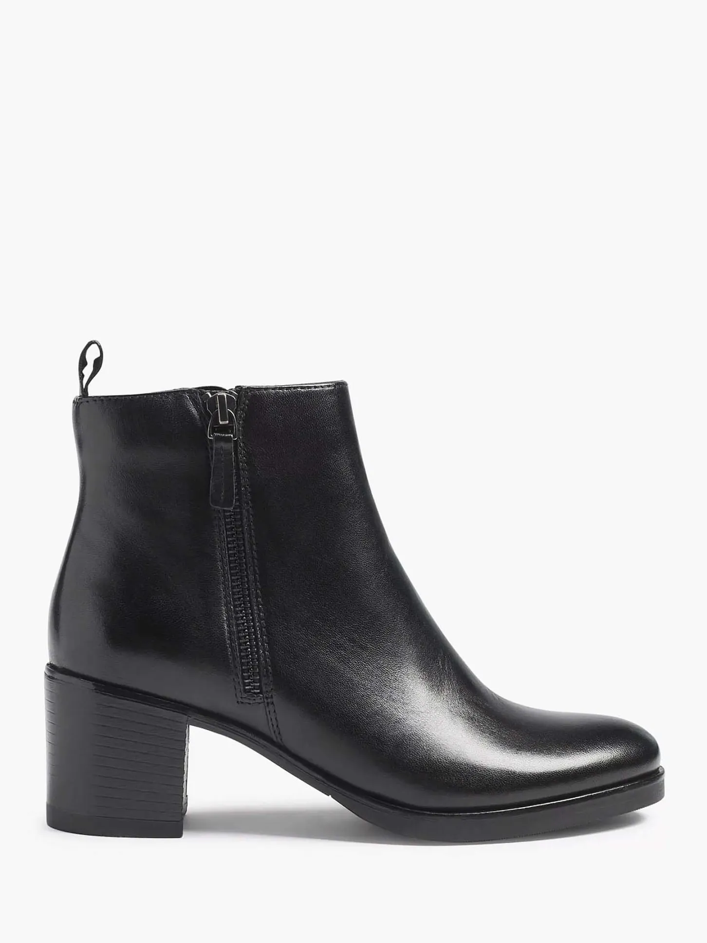 Discount Zwarte Leren Enkellaars Hak Dames Enkellaarzen & Boots