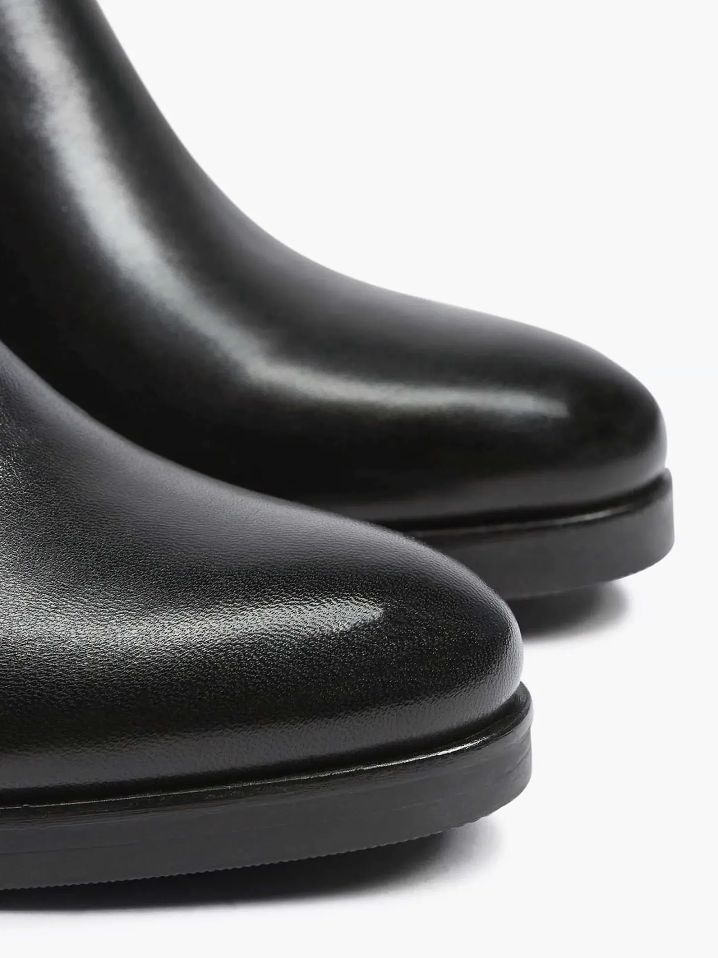 Discount Zwarte Leren Enkellaars Hak Dames Enkellaarzen & Boots
