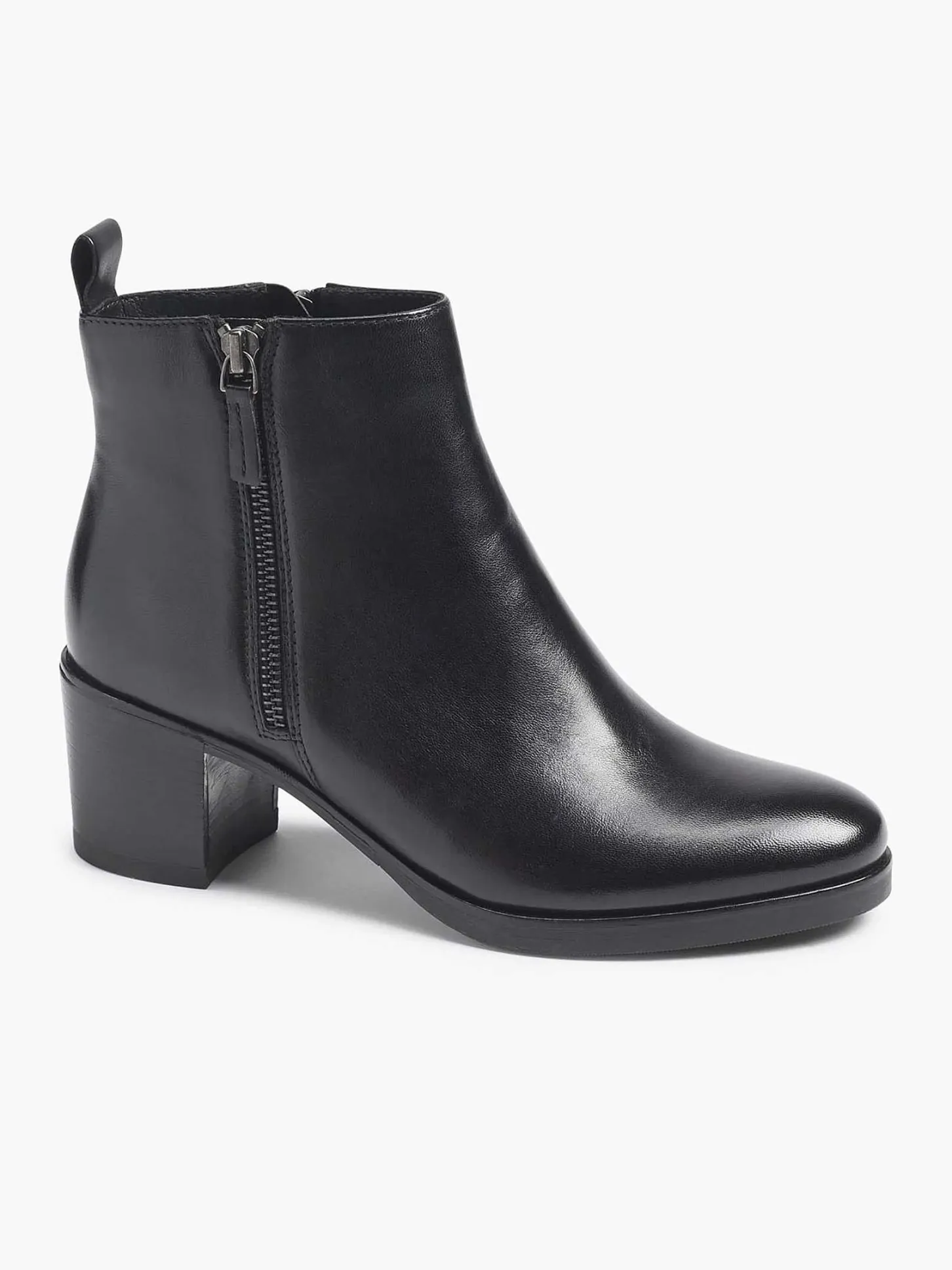 Discount Zwarte Leren Enkellaars Hak Dames Enkellaarzen & Boots
