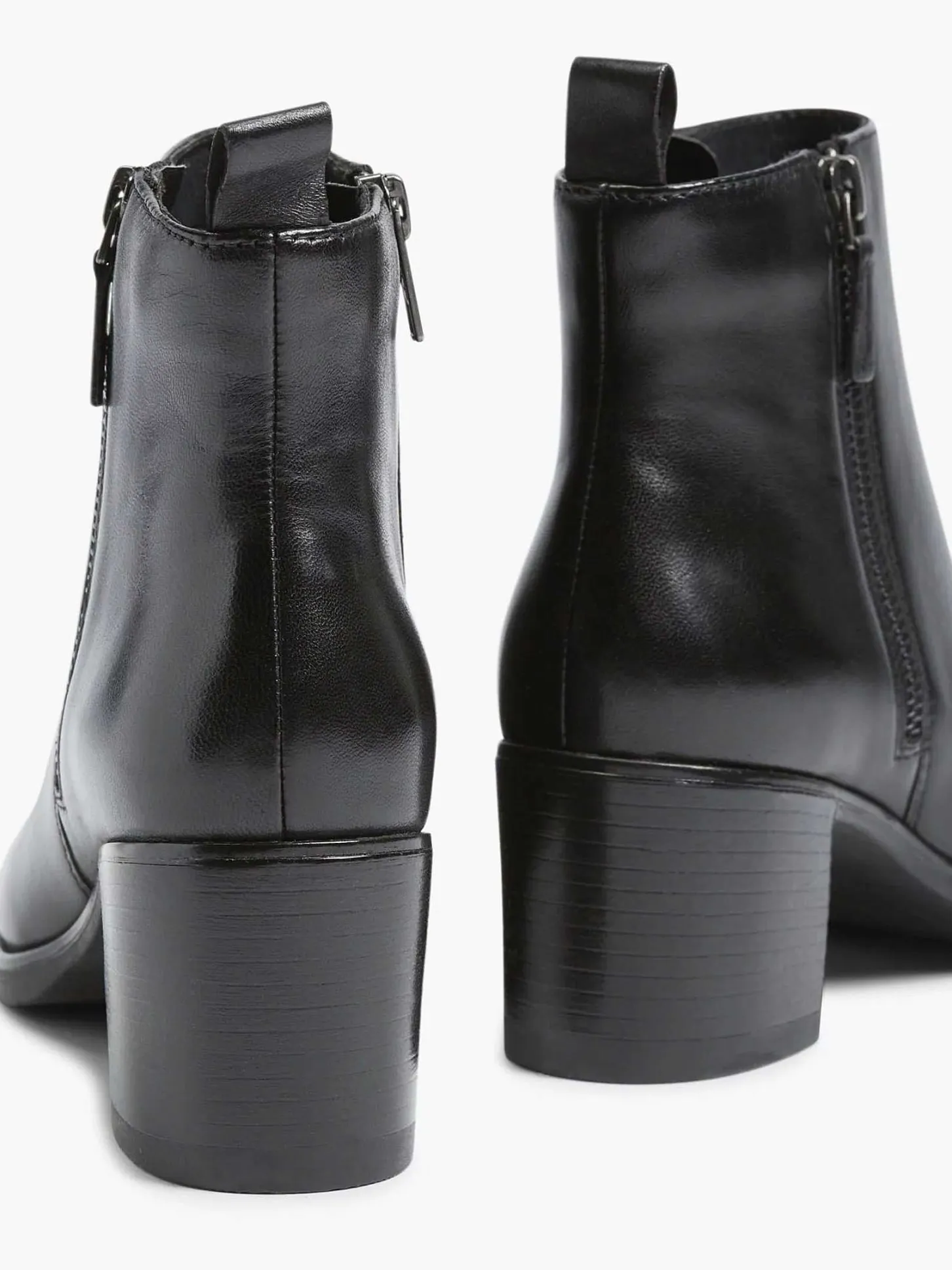 Discount Zwarte Leren Enkellaars Hak Dames Enkellaarzen & Boots