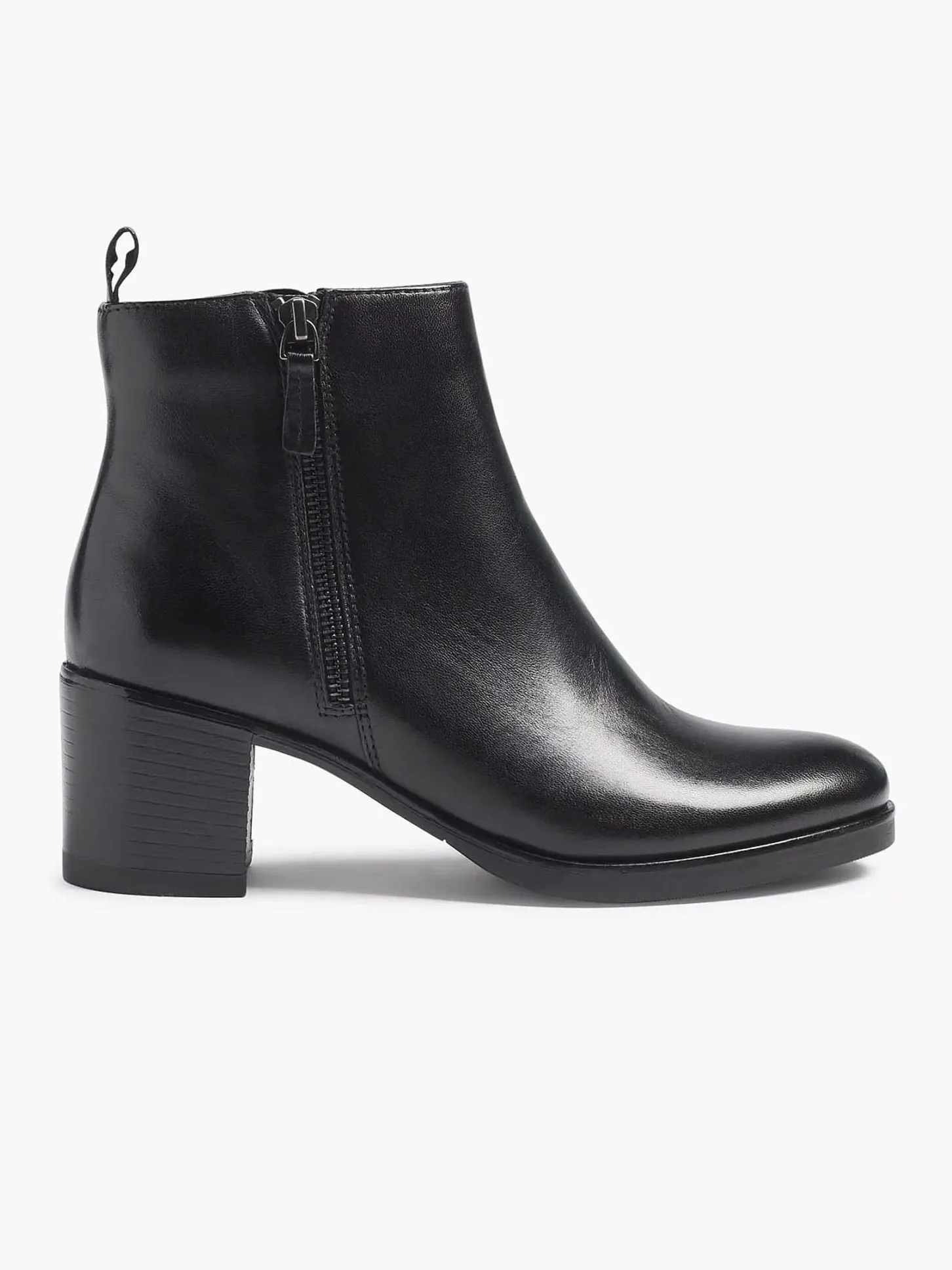 Discount Zwarte Leren Enkellaars Hak Dames Enkellaarzen & Boots