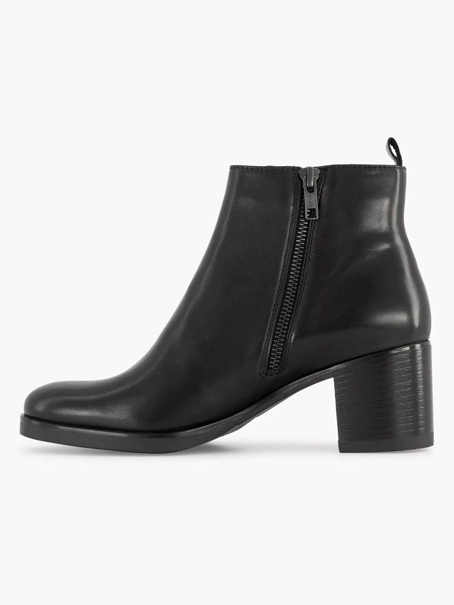 Discount Zwarte Leren Enkellaars Hak Dames Enkellaarzen & Boots