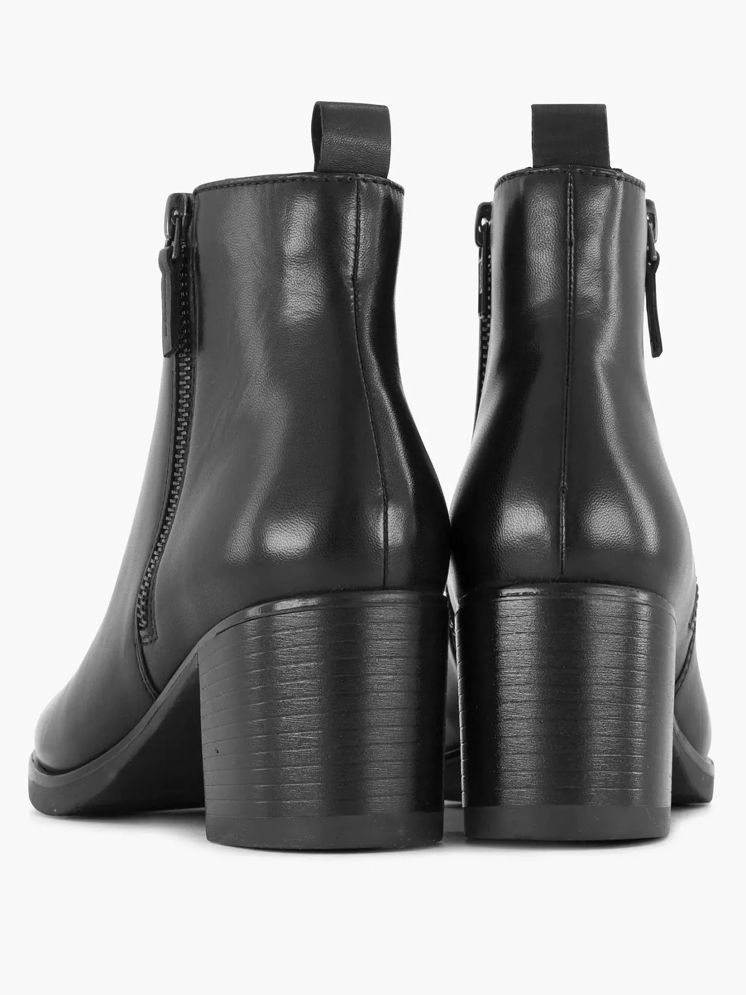 Discount Zwarte Leren Enkellaars Hak Dames Enkellaarzen & Boots