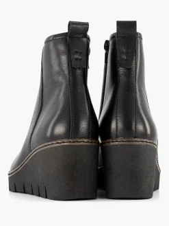 Outlet Zwarte Leren Enkellaars Sleehak Dames Enkellaarzen & Boots