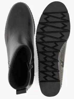 Outlet Zwarte Leren Enkellaars Sleehak Dames Enkellaarzen & Boots