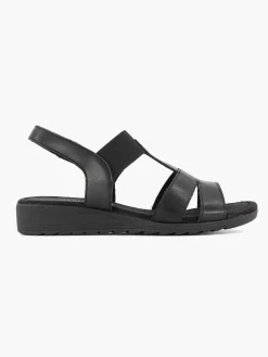 New Zwarte Leren Sandaal Dames Sandalen