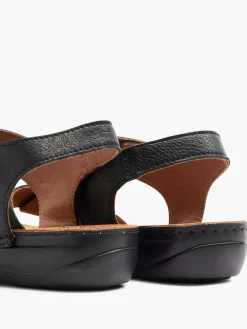 Sale Zwarte Leren Sandaal Dames Comfort Schoenen