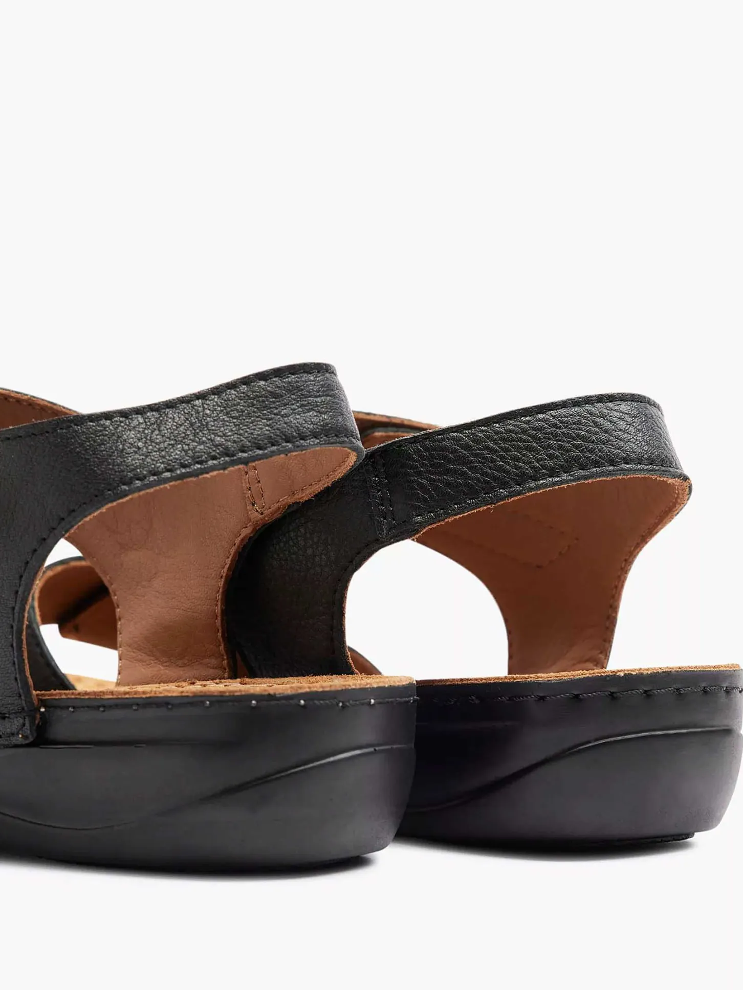 Sale Zwarte Leren Sandaal Dames Comfort Schoenen