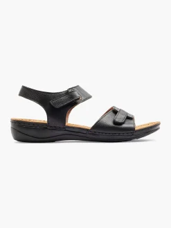 Sale Zwarte Leren Sandaal Dames Comfort Schoenen