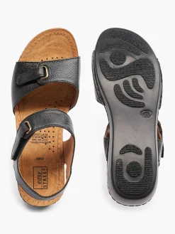 Sale Zwarte Leren Sandaal Dames Comfort Schoenen
