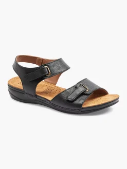 Sale Zwarte Leren Sandaal Dames Comfort Schoenen