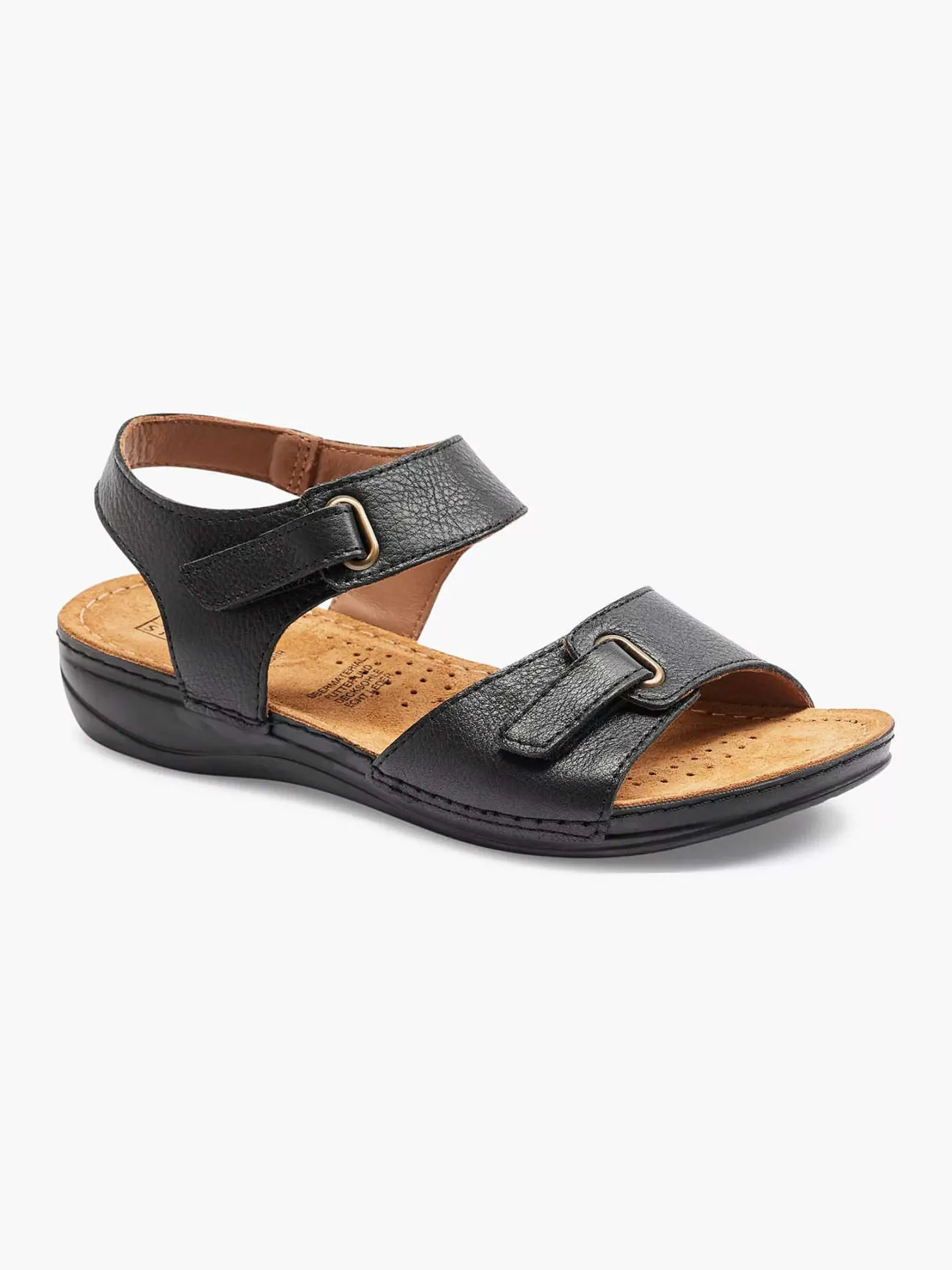 Sale Zwarte Leren Sandaal Dames Comfort Schoenen