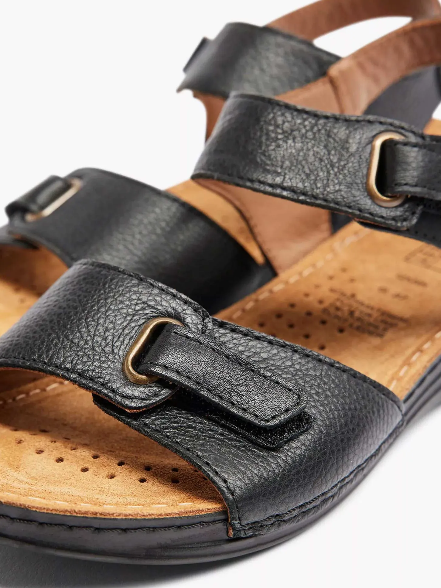 Sale Zwarte Leren Sandaal Dames Comfort Schoenen