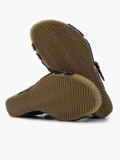 Sale Zwarte Leren Sandalen Sleehak Dames Sandalen