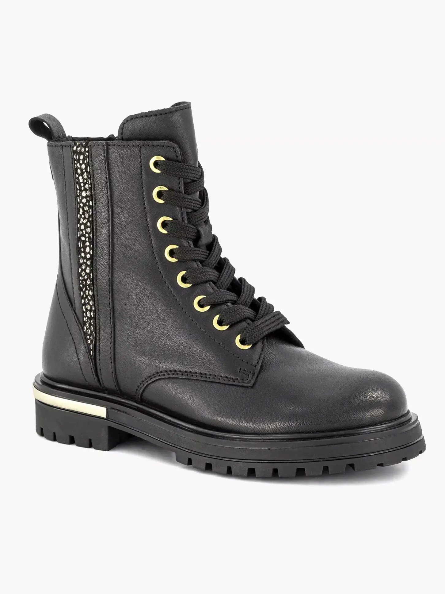 Online Zwarte Leren Veterboot Kinderen Jongensschoenen