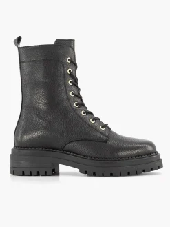 Online Zwarte Leren Veterboot Dames Enkellaarzen & Boots