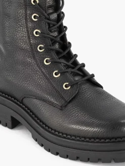 Online Zwarte Leren Veterboot Dames Enkellaarzen & Boots