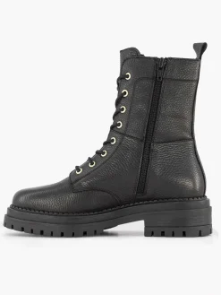 Online Zwarte Leren Veterboot Dames Enkellaarzen & Boots