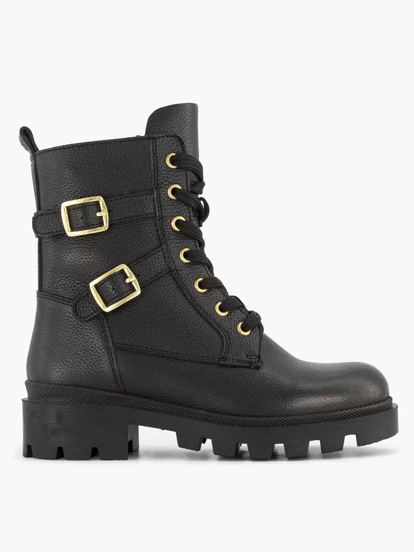 New Zwarte Leren Veterboot Kinderen Jongensschoenen