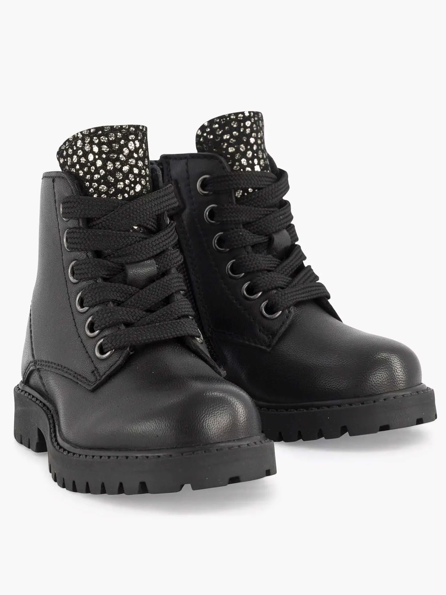 New Zwarte Leren Veterboot Kinderen Jongensschoenen
