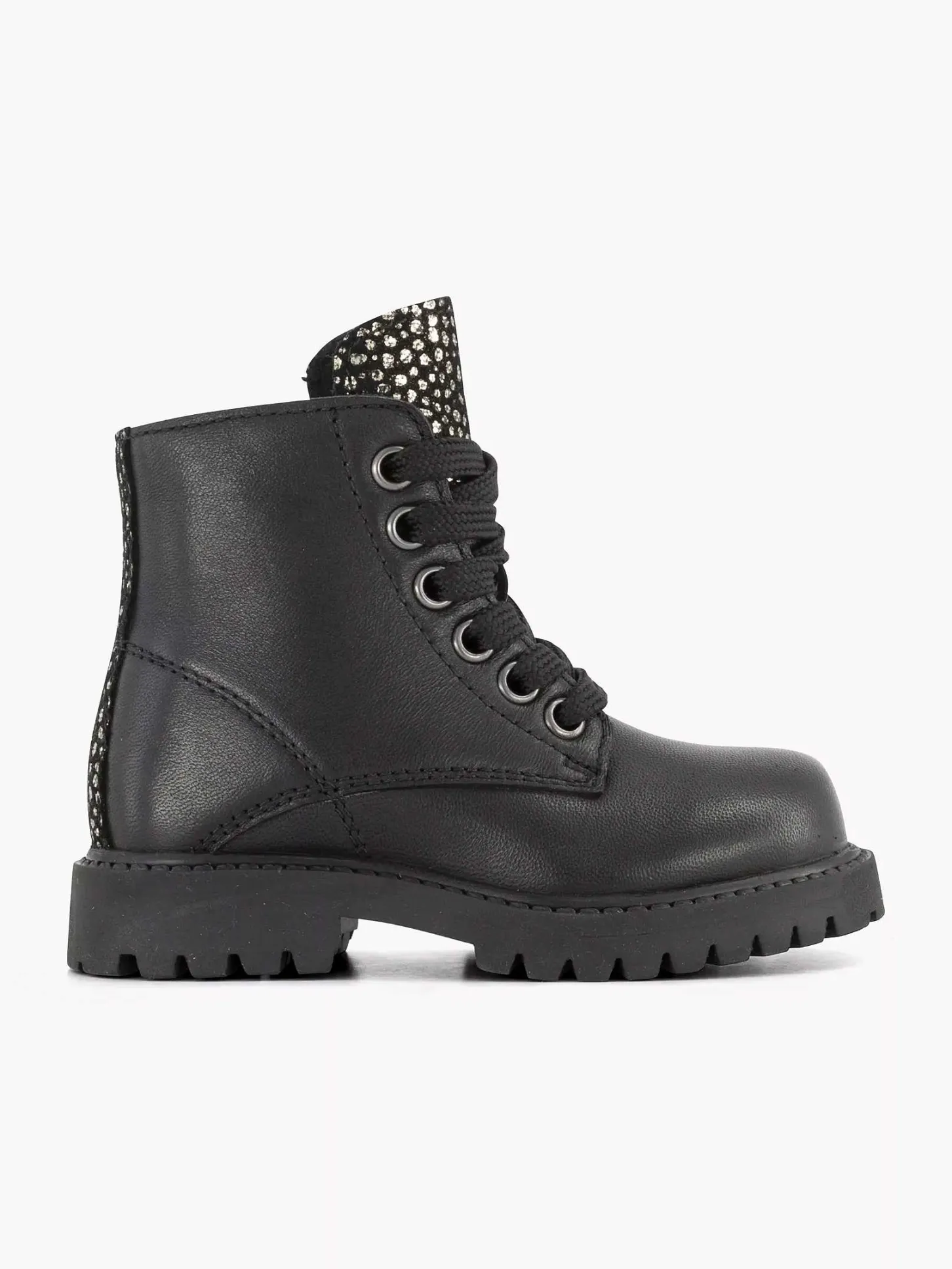 New Zwarte Leren Veterboot Kinderen Jongensschoenen
