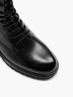 Sale Zwarte Leren Veterboot Dames Enkellaarzen & Boots