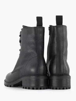 Best Zwarte Leren Veterboot Dames Enkellaarzen & Boots