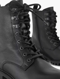 Best Zwarte Leren Veterboot Dames Enkellaarzen & Boots