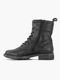 Zwarte Leren Veterboot Dames Enkellaarzen & Boots
