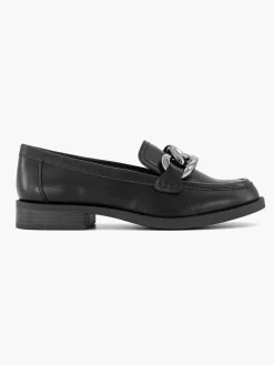 Outlet Zwarte Loafer Sierketting Dames Instappers
