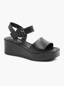 Hot Zwarte Platform Leren Sandaal Dames Sandalen