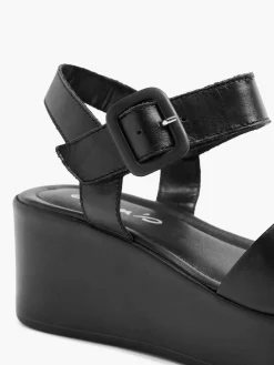 Hot Zwarte Platform Leren Sandaal Dames Sandalen