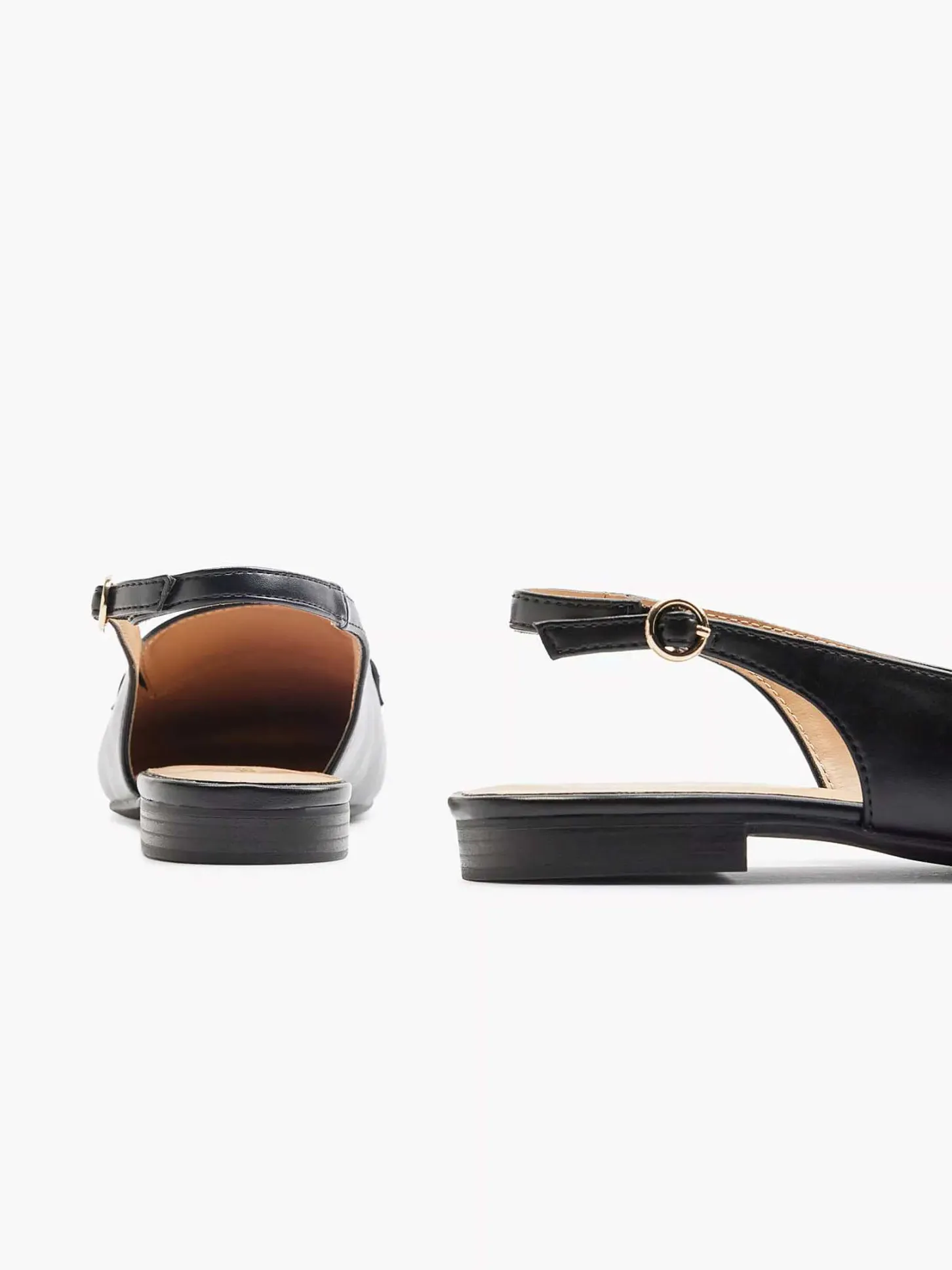 New Zwarte Platte Slingback Sierketting Dames Instappers
