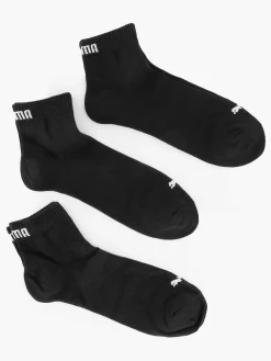 Zwarte Quarter Plain 3 Pak 43-46 Heren Sokken