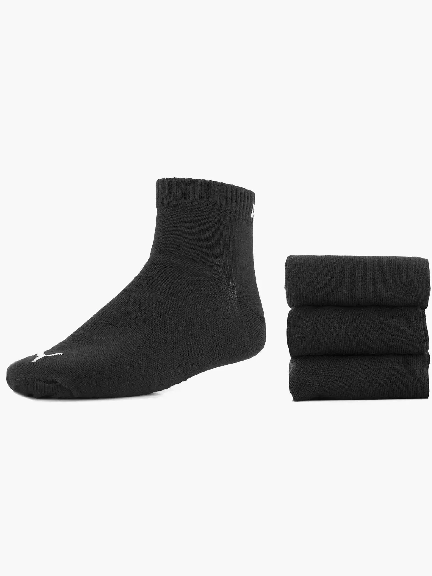 Zwarte Quarter Plain 3 Pak 43-46 Heren Sokken
