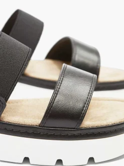 Outlet Zwarte Sandaal Elastisch Dames Sandalen