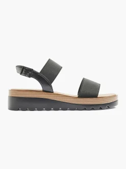 Zwarte Sandaal Elastisch Dames Sandalen