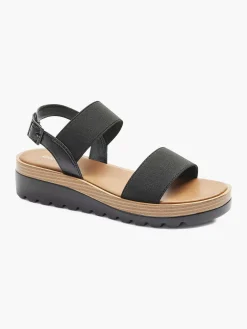 Zwarte Sandaal Elastisch Dames Sandalen