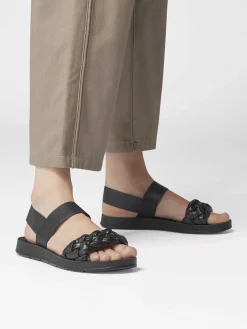 Outlet Zwarte Sandaal Gevlochten Dames Sandalen