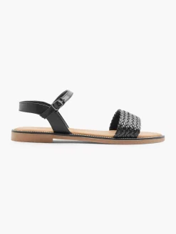 Discount Zwarte Sandaal Gevlochten Dames Sandalen